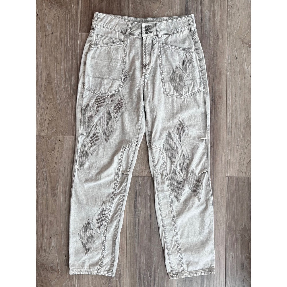 Pilcro Gray Embroidered Utility Pants Streetwear Boho Grunge Western Artsy